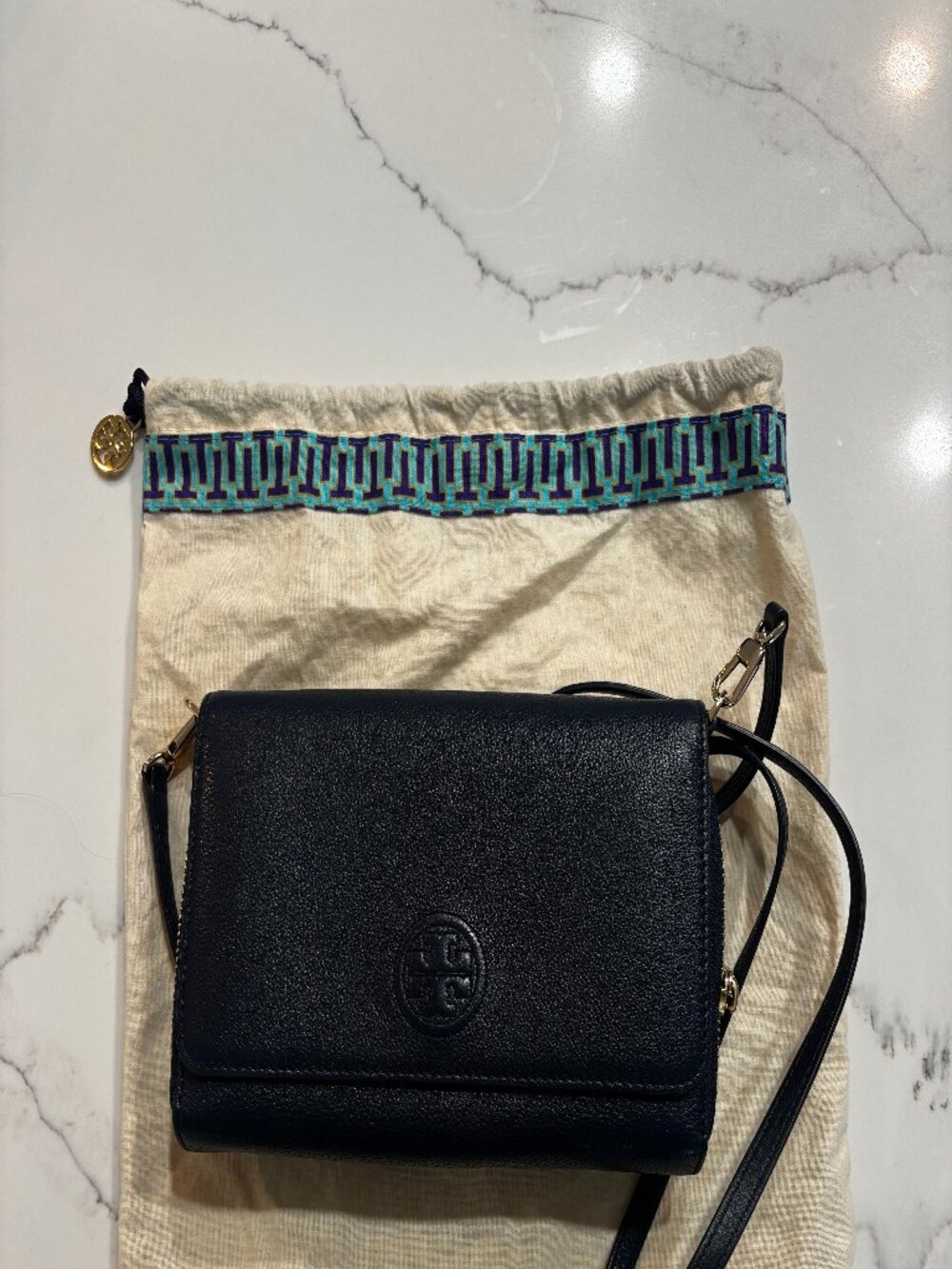 Tory Burch Miller Wallet Navy Crossbody
